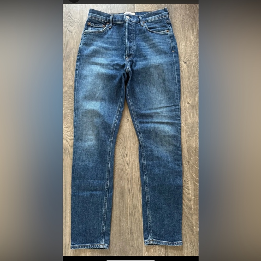 AGOLDE Nico 26 High Rise Slim Fit Skinny Jeans in Fixation Dark Blue Wash Denim